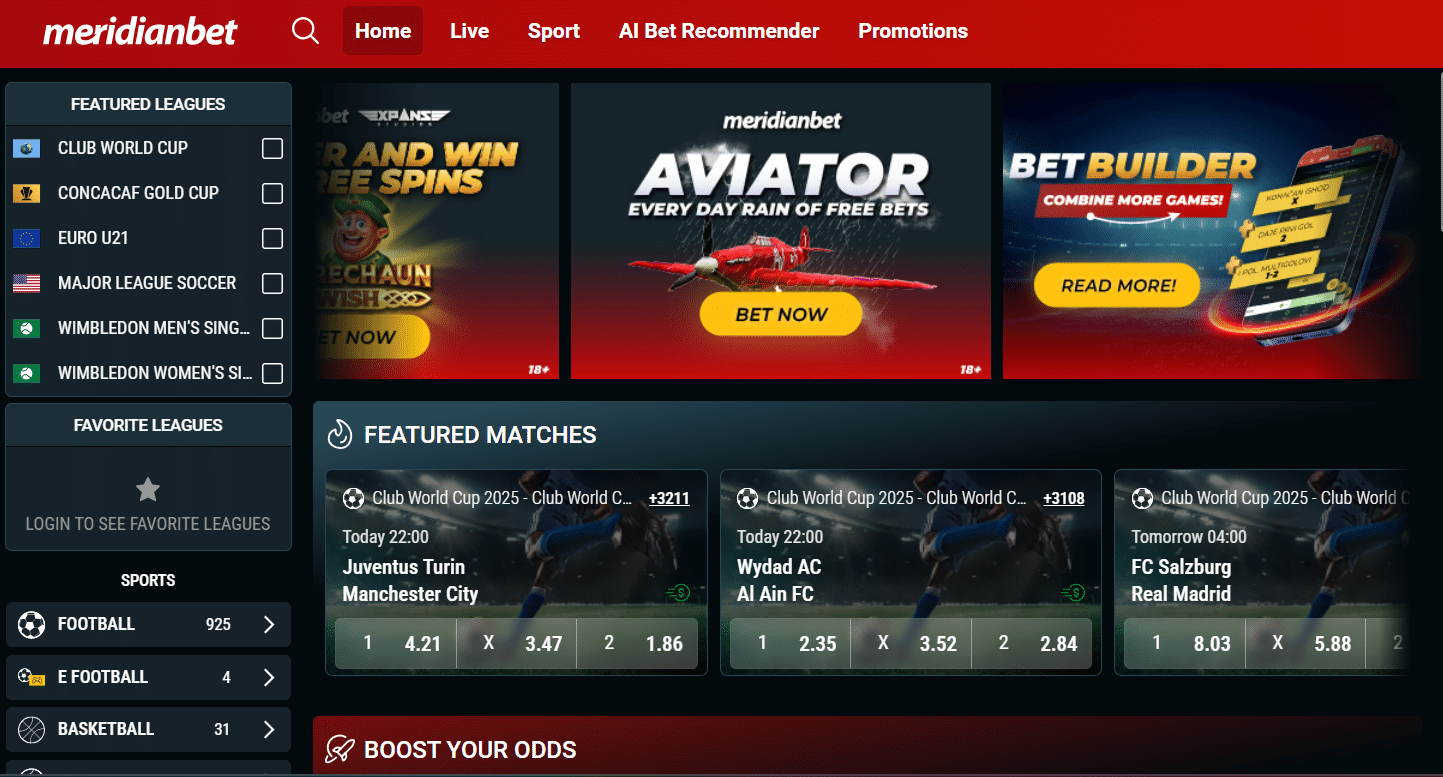 Meridianbet homepage