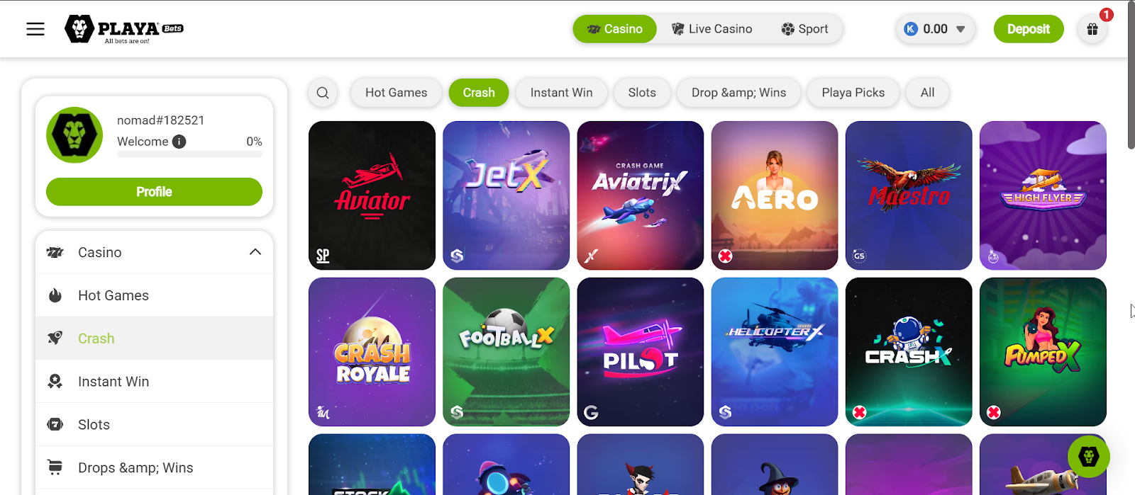 Playabets Crash games 