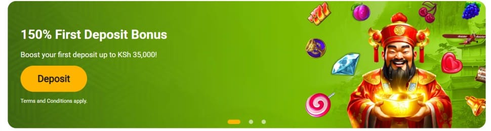 150% first deposit casino bonus up to KSh 35,000 with deposit offer for Kenyan players.)